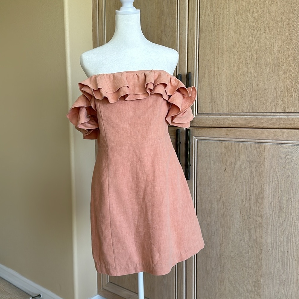 Saylor Peach Off The Shoulder Mini Dress - Picture 2 of 6